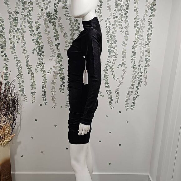 GOOD American High Shine Compression Ruched Mini Dress Sz 2 or M - Picture 8 of 13